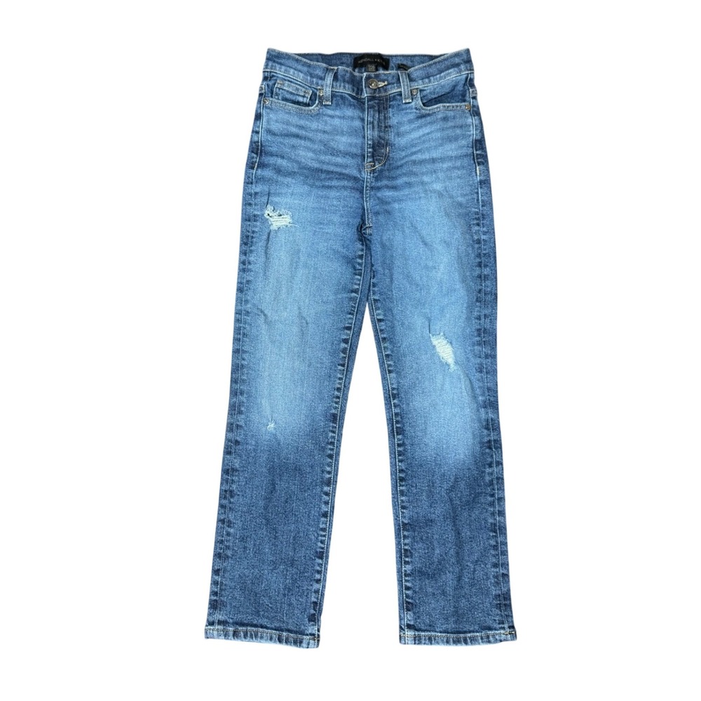 Kendall + Kylie The Icon High Rise Straight Jeans 3/26 Blue Excellent Distressed